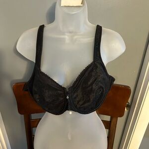 Bali Black Lace Full-Coverage Bra with Plunge Neckline